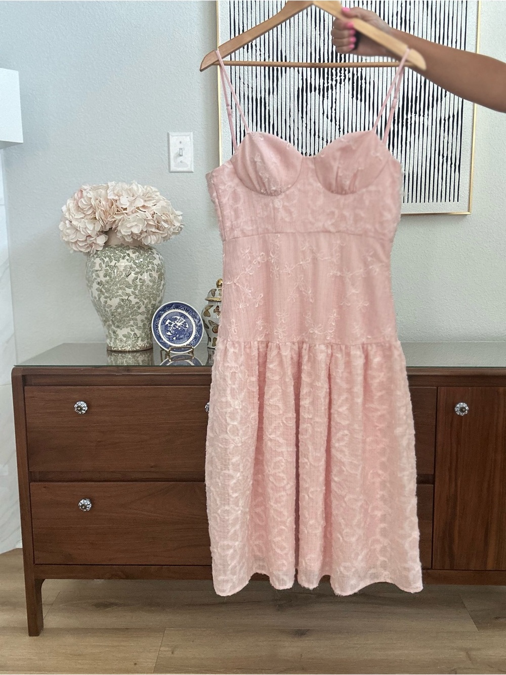vestique Pale Pink Lace Bustier Dress